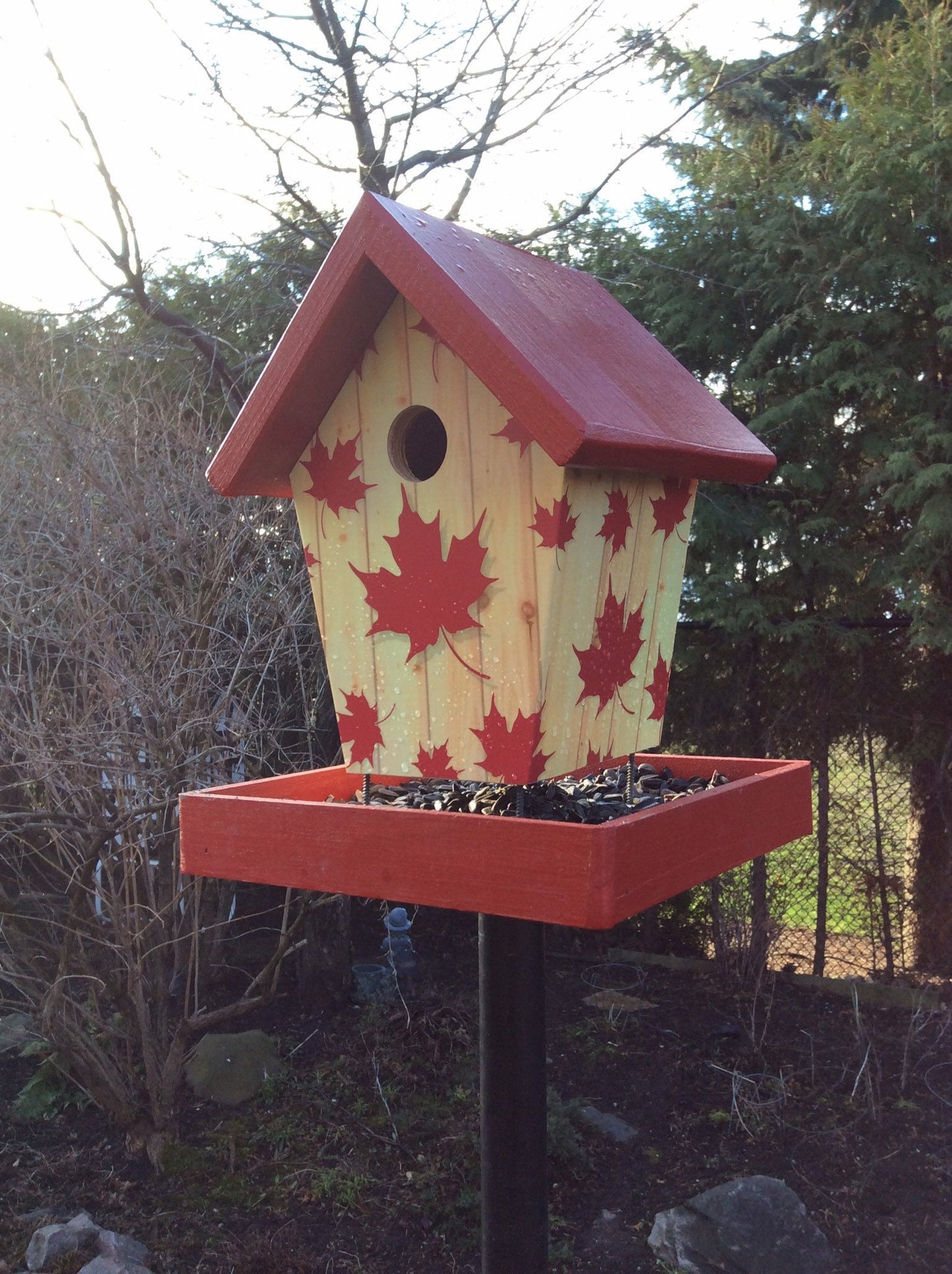 Rustic Canada Birdhouse Bird Feeder