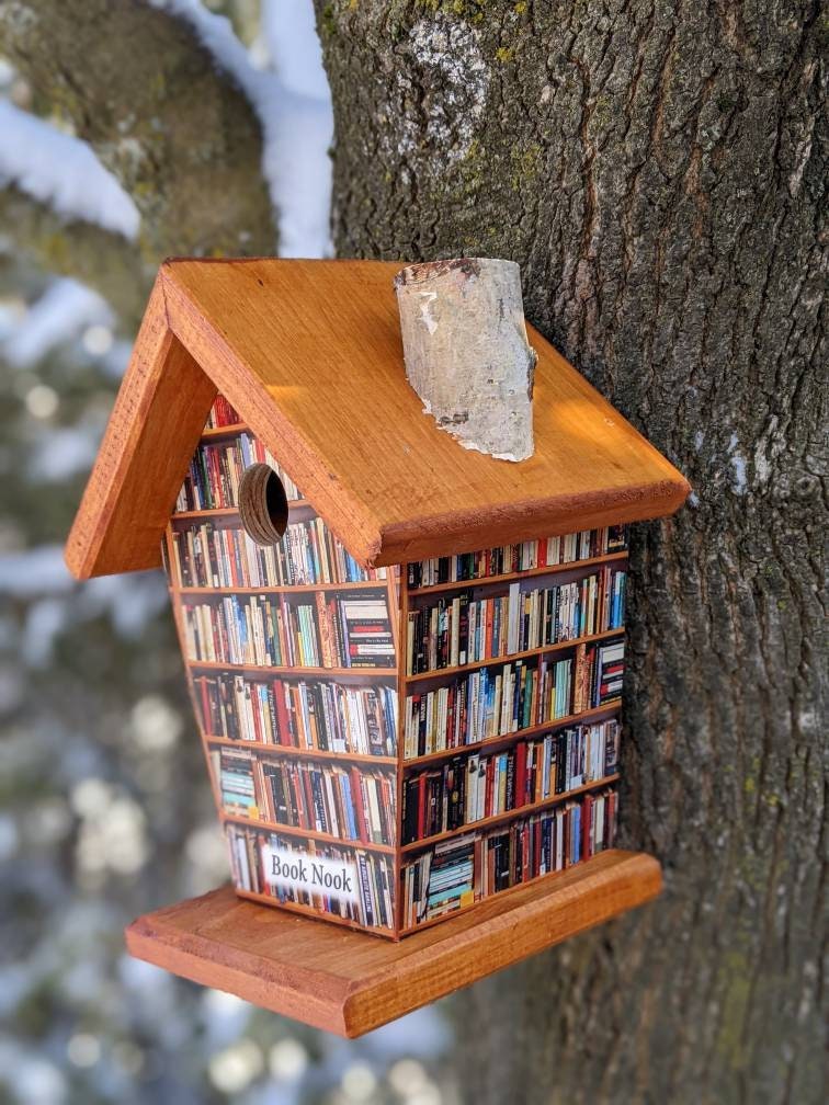 Book Nook(Stained Roof) Birdhouse/Feeder