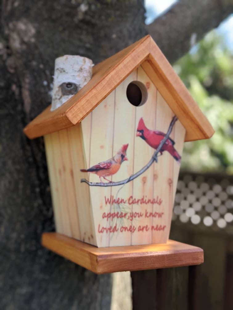 Cardinal (Stained Roof) Birdhouse/Feeder