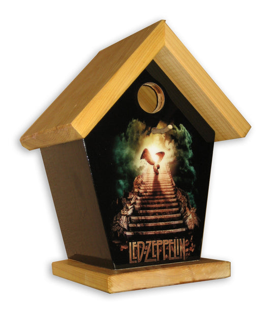 Led Zeppelin Stained Roof Birdhouse Music