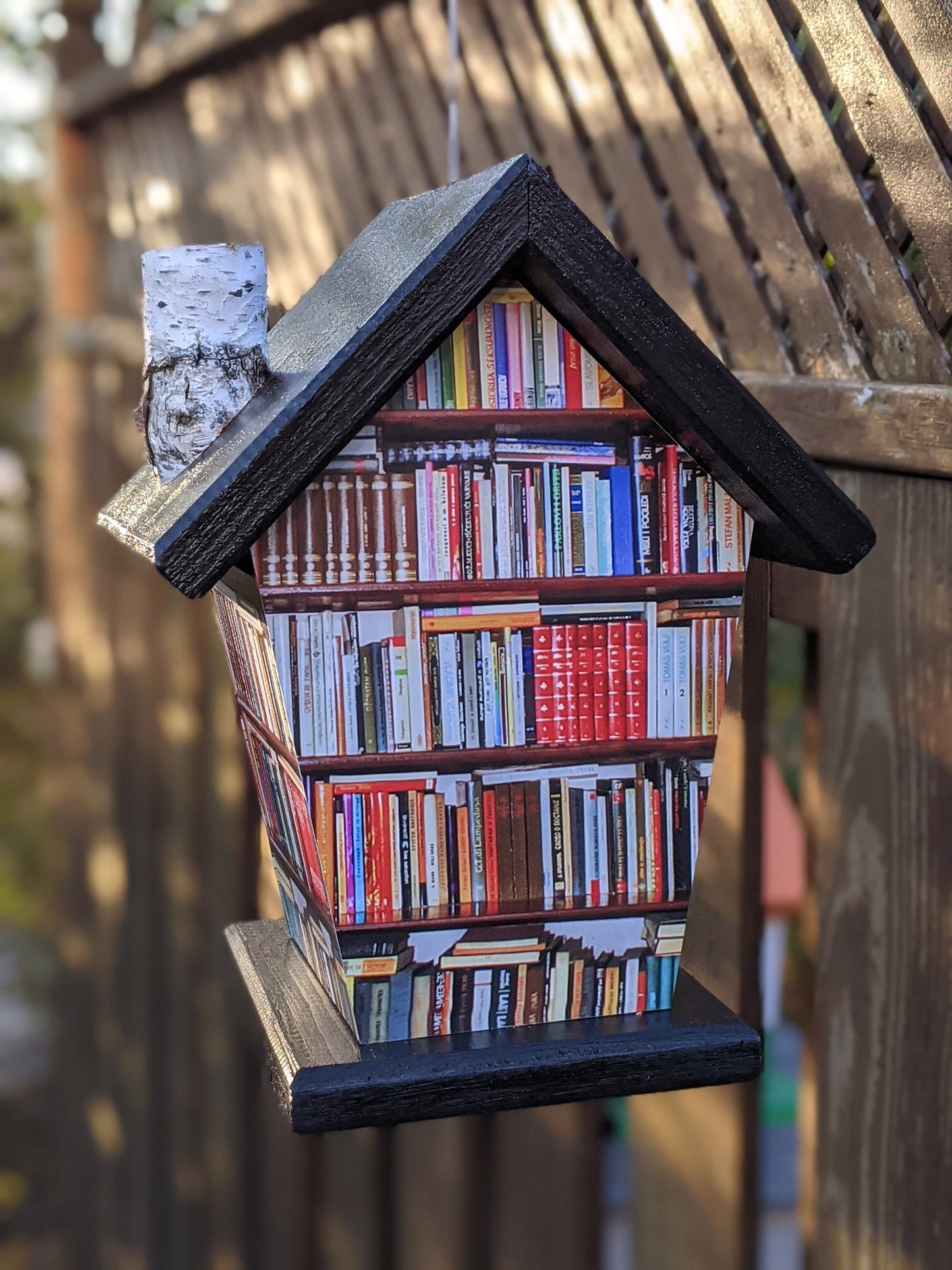 Book Nook (Black Roof) Birdhouse/Feeder