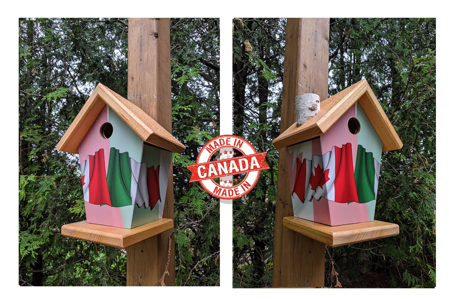Canada & Italy Flag Birdhouse/Feeder
