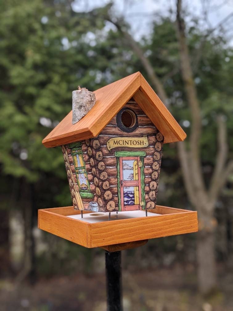 Personalized Log Home Bird Feeder