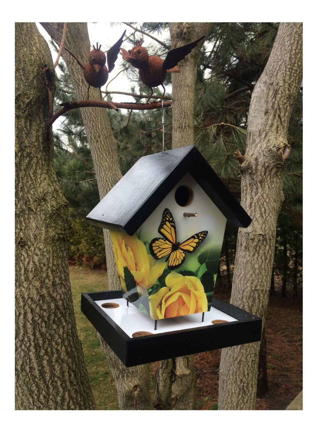 Butterfly & Roses Bird Feeder/Birdhouse