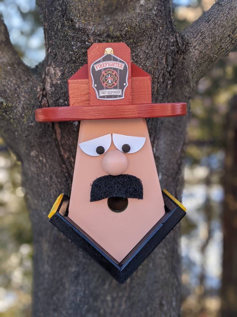 Firefighter with Moustache Birdhouse