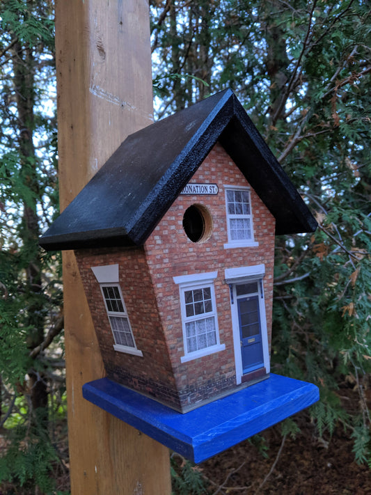 Coronation Street (Black Roof Blue Base) Birdhouse/Feeder