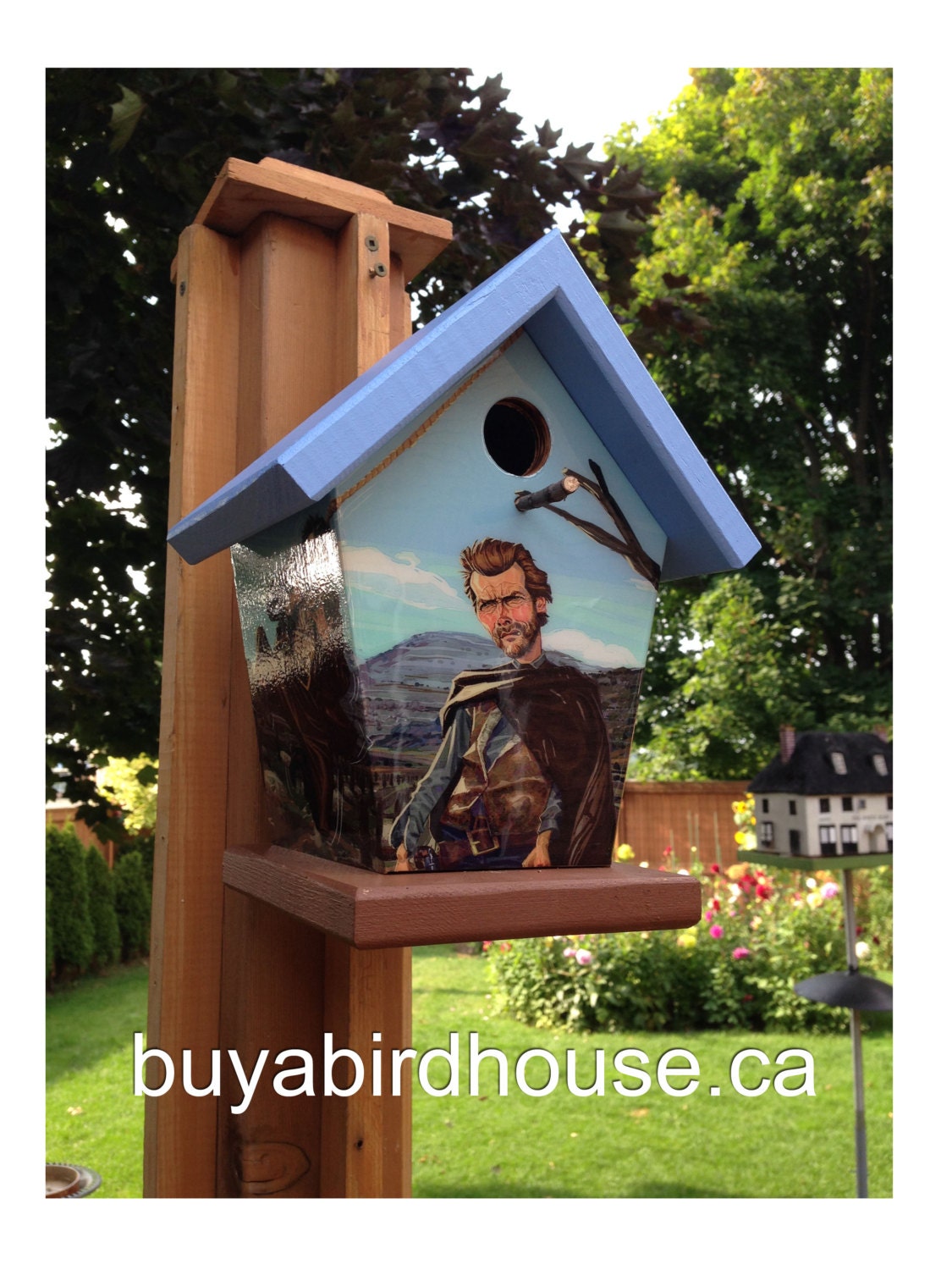 Clint Eastwood (Blue Roof) Birdhouse/Feeder