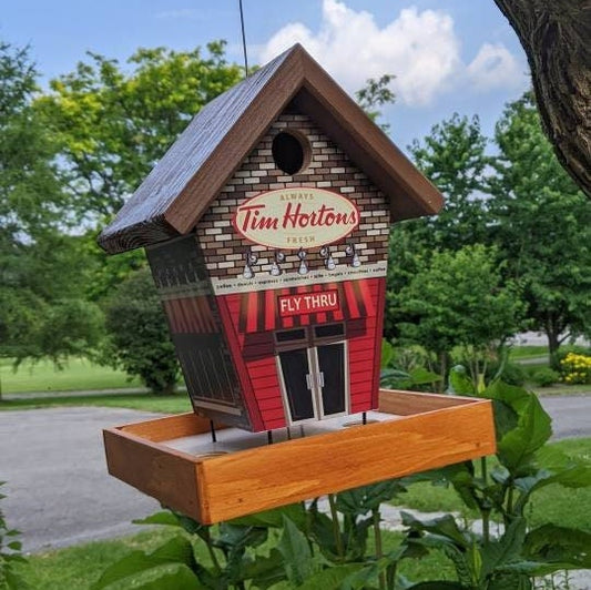 Coffee Lovers Fly Thru (Brown Roof) Bird Feeder