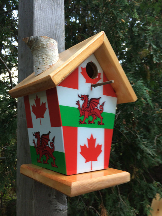 Wales & Canada Flags Birdhouse/Feeder