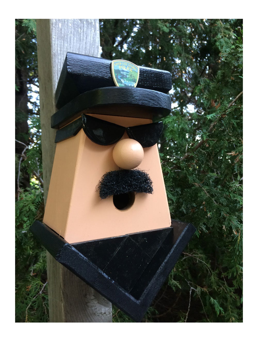 Personalized Police Officer with Moustache and Sunglasses Birdhouse