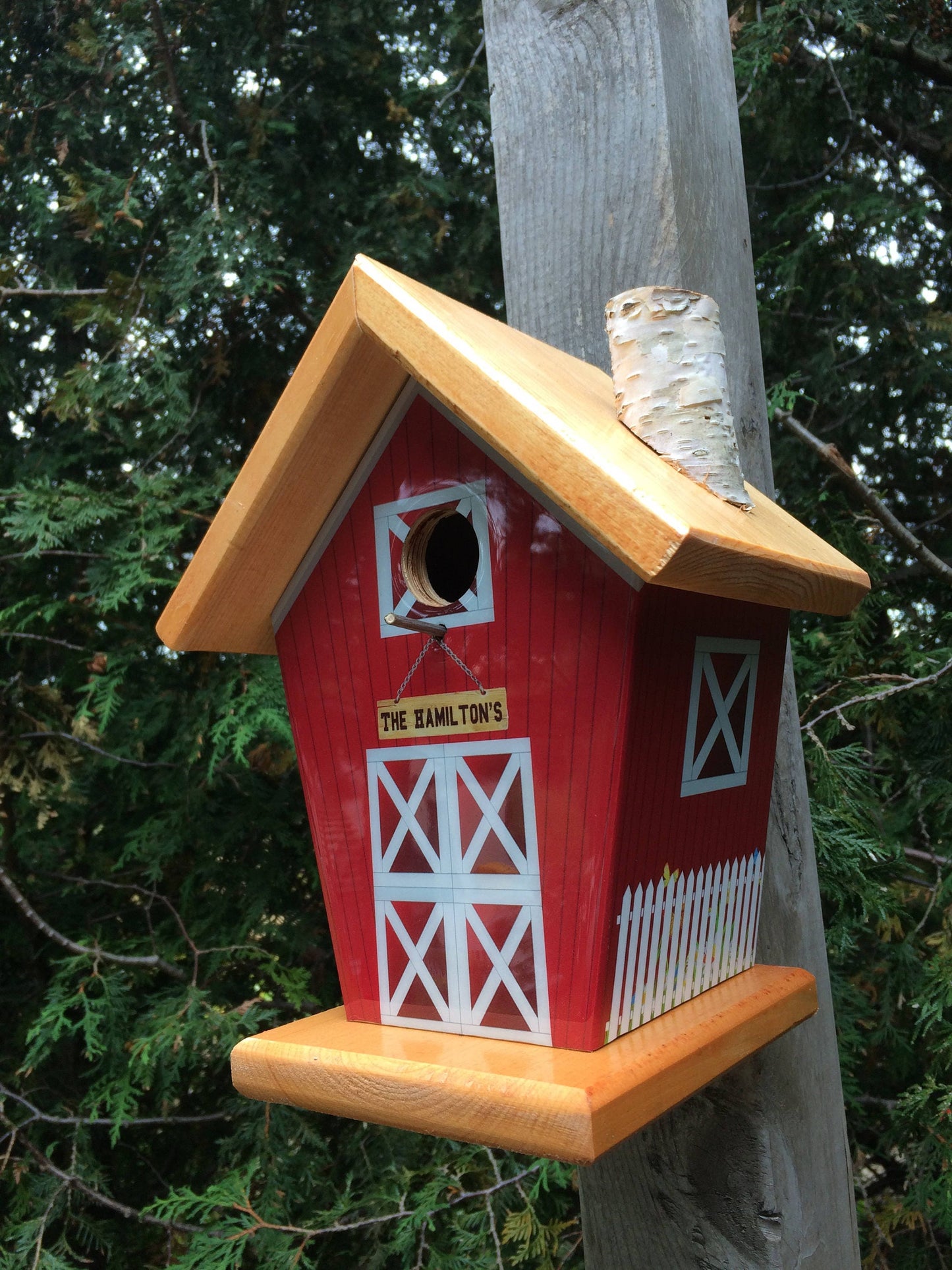Personalized Barn Birdhouse/Feeder
