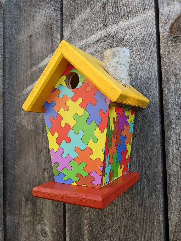 Puzzle (Yellow Roof) Birdhouse/Feeder