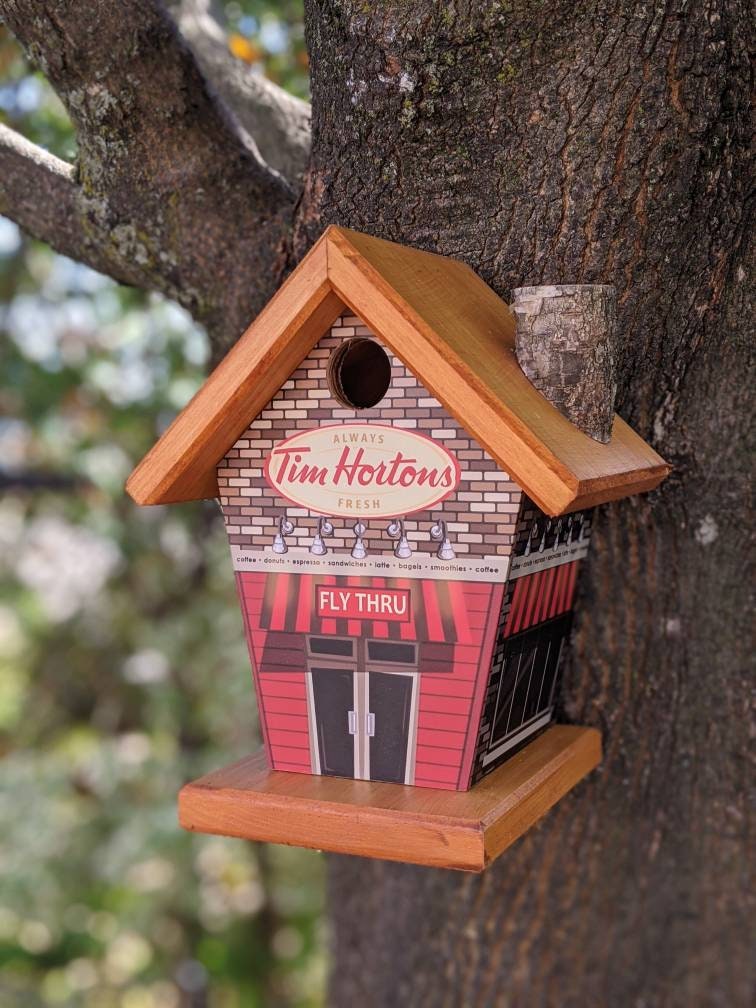 Coffee Lovers (Stained Roof) Birdhouse/Feeder