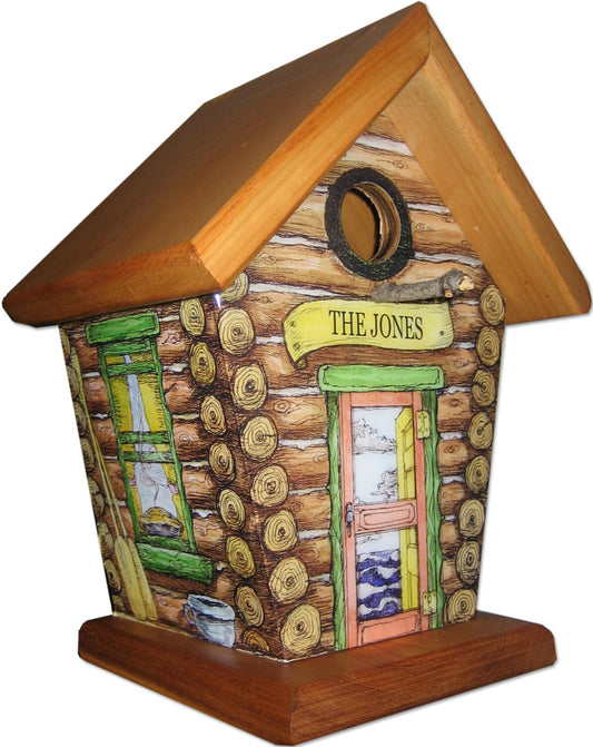 Personalized Log Cabin Birdhouse