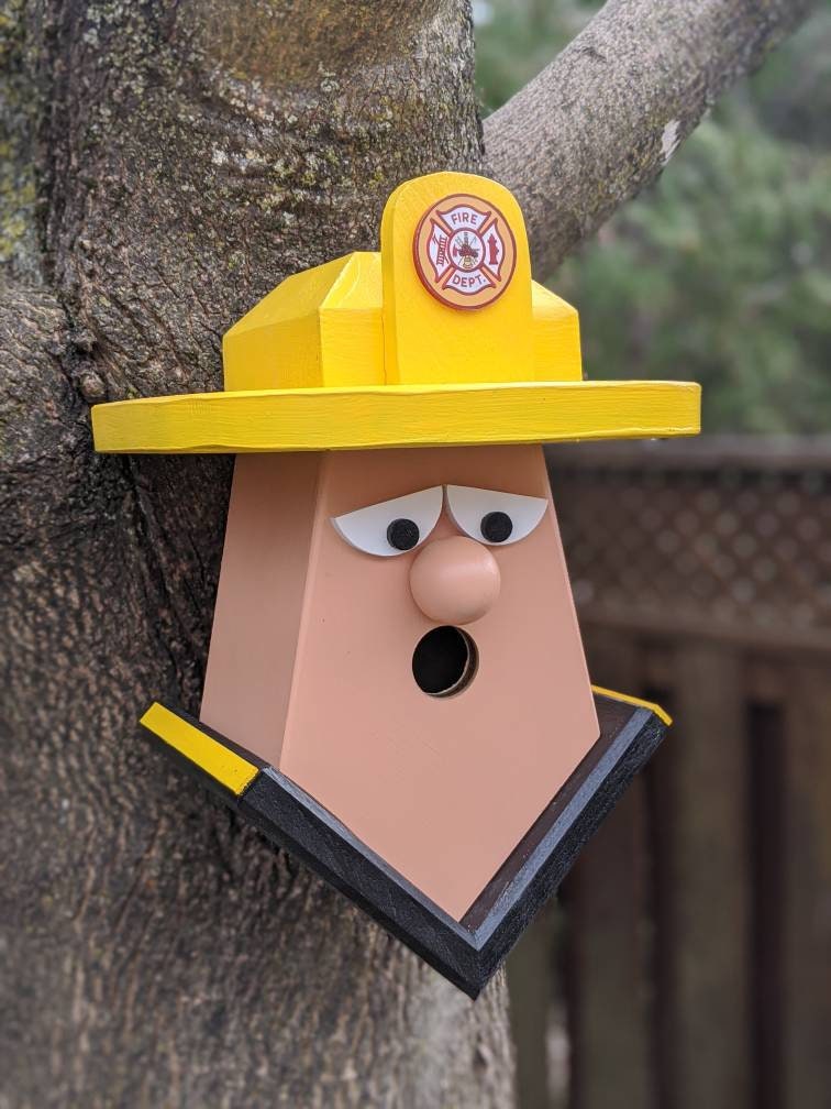 Fire Fighter Clean Shaven Birdhouse