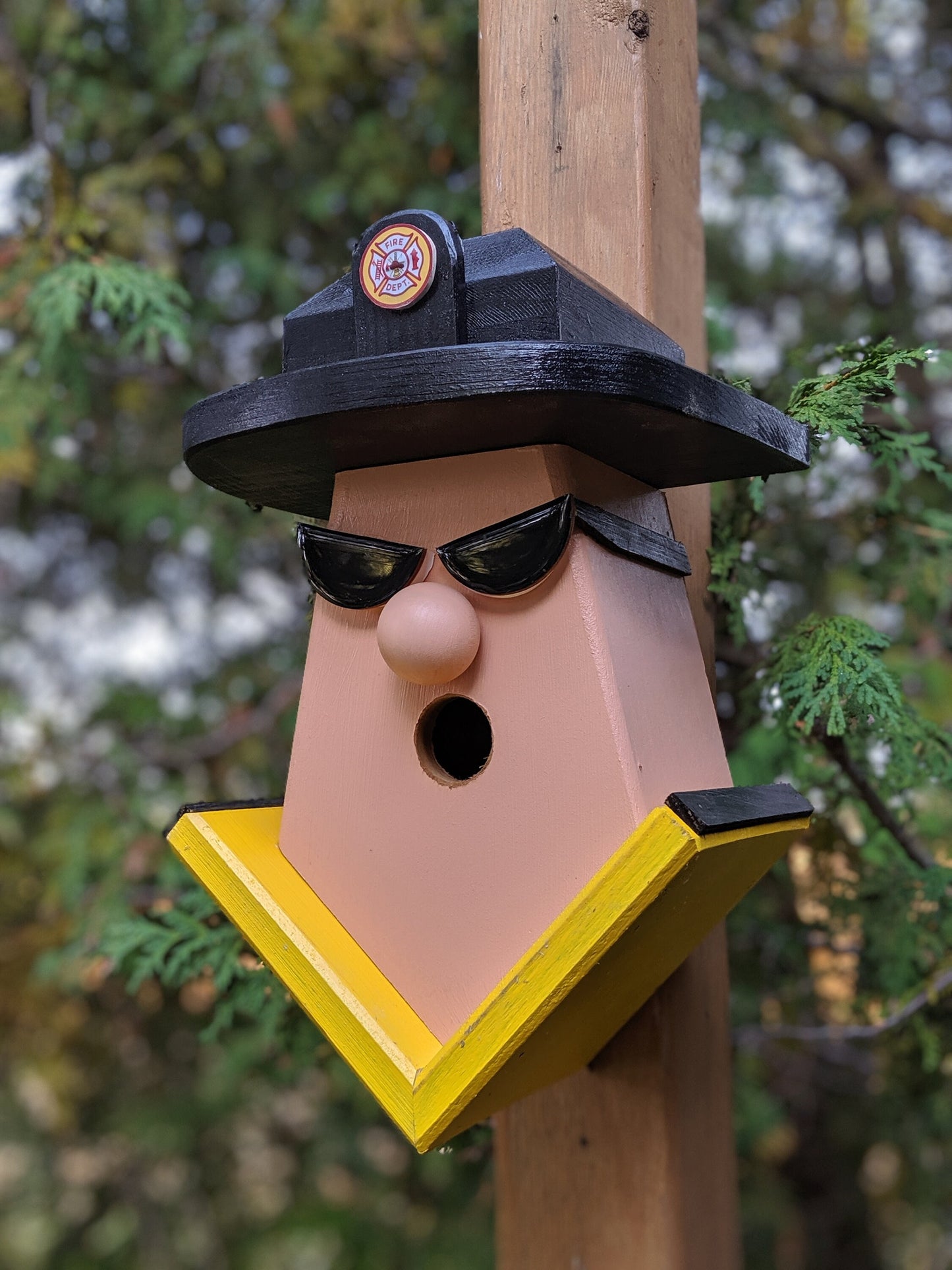 Fire Fighter with Sunglasses Birdhouse