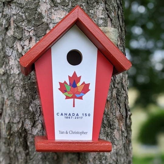Personalized Canada Flag (Multi Coloured Maple Leaf) Birdhouse/Feeder