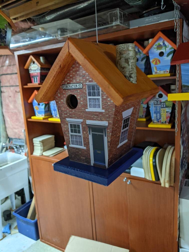 Coronation Street Birdhouse (Stained Roof Blue Base)