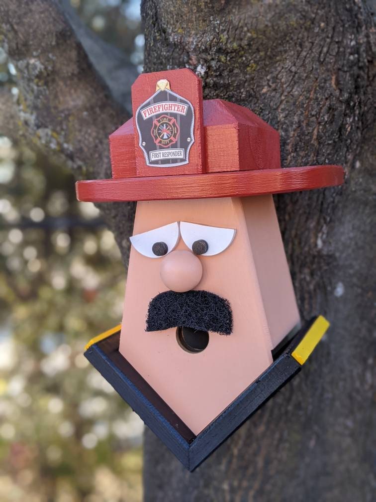 Firefighter with Moustache Birdhouse