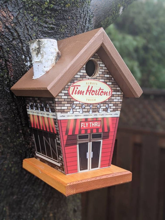 Coffee Lovers Fly Thru (Brown Roof) Birdhouse