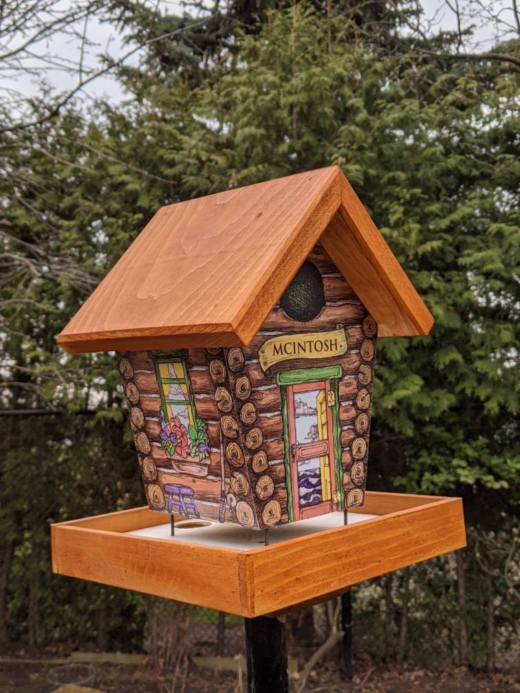 Personalized Log Home Bird Feeder/Birdhouse