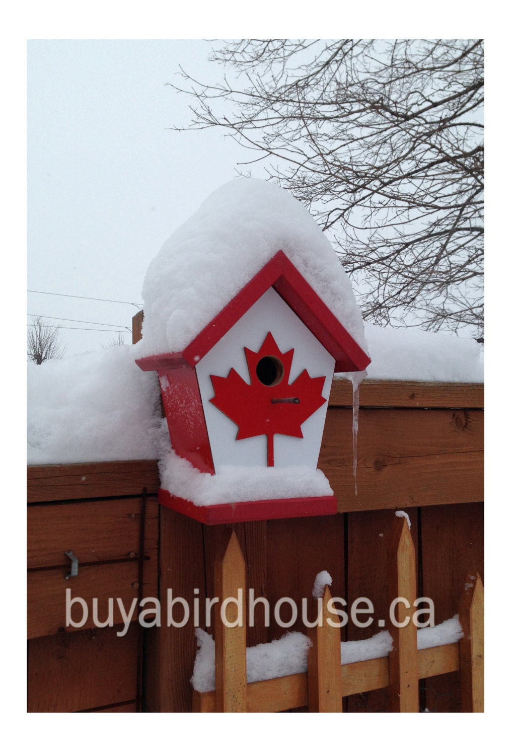 Canada Flag (Wooden Decal Maple Leaf) Birdhouse